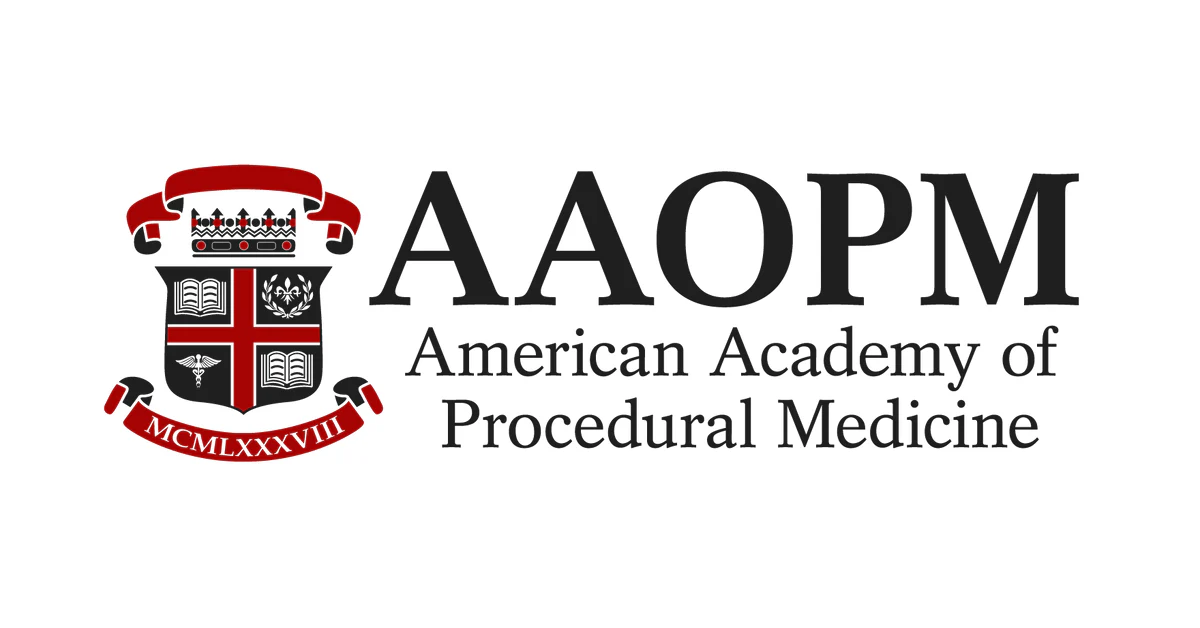 Logo of the American Academy of Procedural Medicine (AAOPM), a leading organization in medical procedural training.