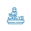 Blue icon representing leg therapy and rehabilitation.