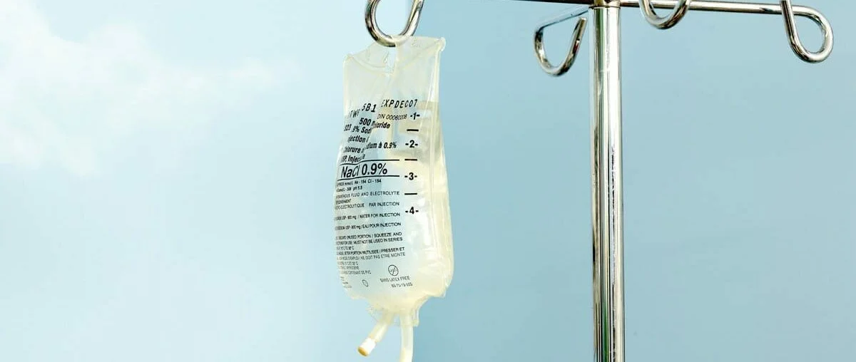 A ketamine drip bag used for intravenous infusion therapy.